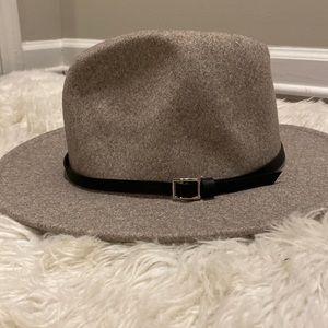 Classic Wool Fedora with Belt Buckle Wide Brim Panama Hat
